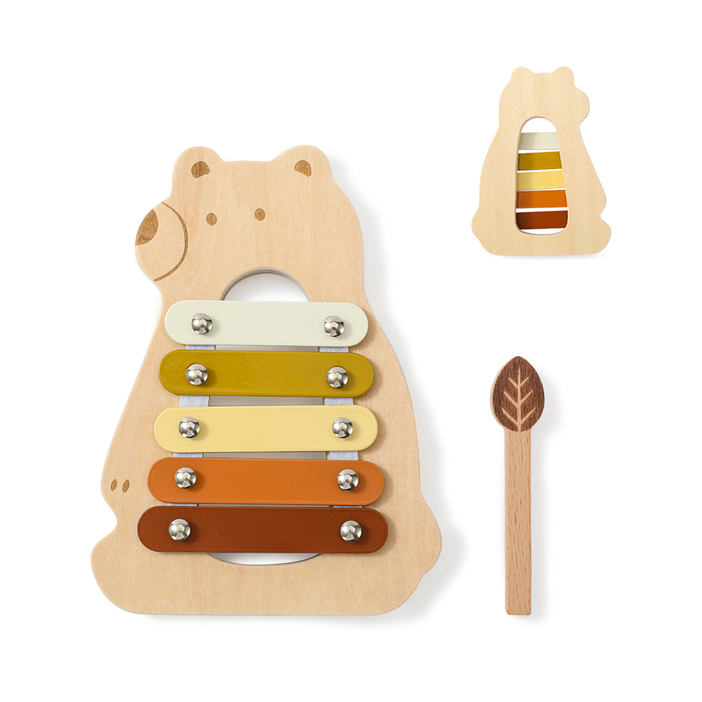 Zwitsal Baby Products - Деревянный ксилофон-медведь: 5 цветных стержней и